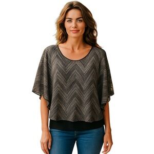 AB Studio Black and Gray Chevron Top